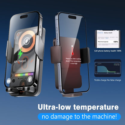 Car Wireless Charger 15W Auto-Align Smart Sensor FOD Detection Auto-Sensing Infrared Clamp 4mm Case Friendly Rotating Air Vent Mount for iPhone 17 16 15 14 Pro Max, Samsung Galaxy S24 S23 & All Qi Devices – Wired Backup Included