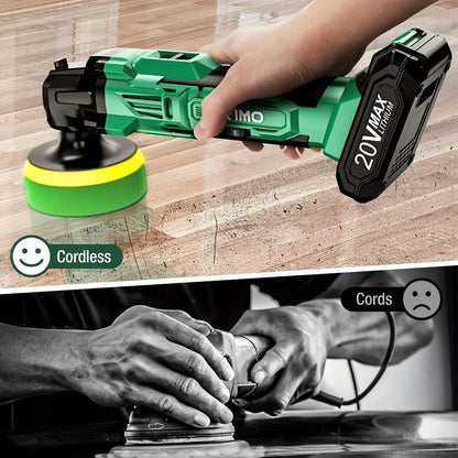 Cordless Buffer Polisher Kit 20V – 6-Speed 3634RPM Car Polisher with 24 Accessories & 2x2000mAh Batteries
