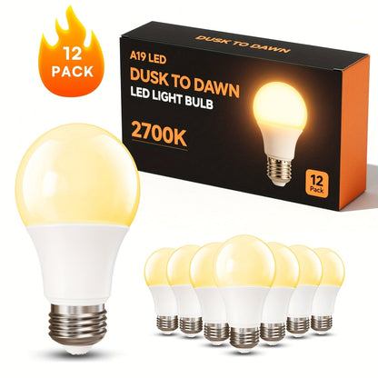 Dusk to Dawn LED Light Bulbs Photocell Sensor Auto On Off - 9W 60W Equivalent E26 Base 5000K for Home, Desk and Accent Lighting