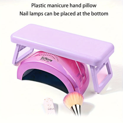 Folding Nail Armrest Stand in Pink, White or Purple with Selected Nail Sticker Checkout Options