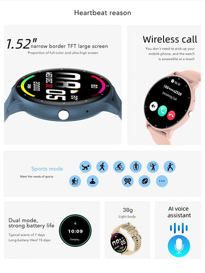 Smart Watch Round Display with Wireless Calling, Voice Assistant and Single or Two-Watch Options