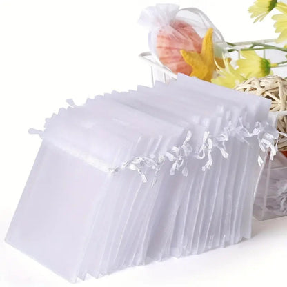 Organza Drawstring Gift Bags, 200-Piece Mixed-Color Set in 2.76 x 3.54 or 3.94 x 5.90 Inch Sizes for Favors and Jewelry
