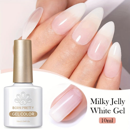 Gel Nail Polish in 10ml Translucent Jelly with 6 Milky, Snow-Glitter and Nude Shade Options