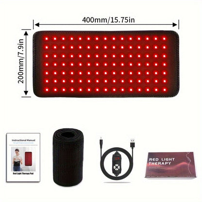 Red Light Therapy Pad Wearable Wrap with Timer – Low Voltage Portable Infrared Light Device for Back, Waist, Shoulder & Knee Pain Relief, At-Home Body Recovery Wrap, Father's Day Gift, Black