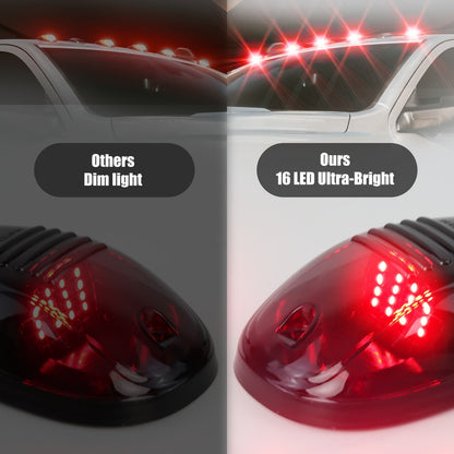 5pcs LED Cab Roof Marker Lights 16/24 LED 12V Super Bright UV-Resistant ABS Lens with Wiring Harness Kit for 2003-2018 Pickup Trucks 1500 2500 3500 4500 5500, White Amber Red Blue Green Purple