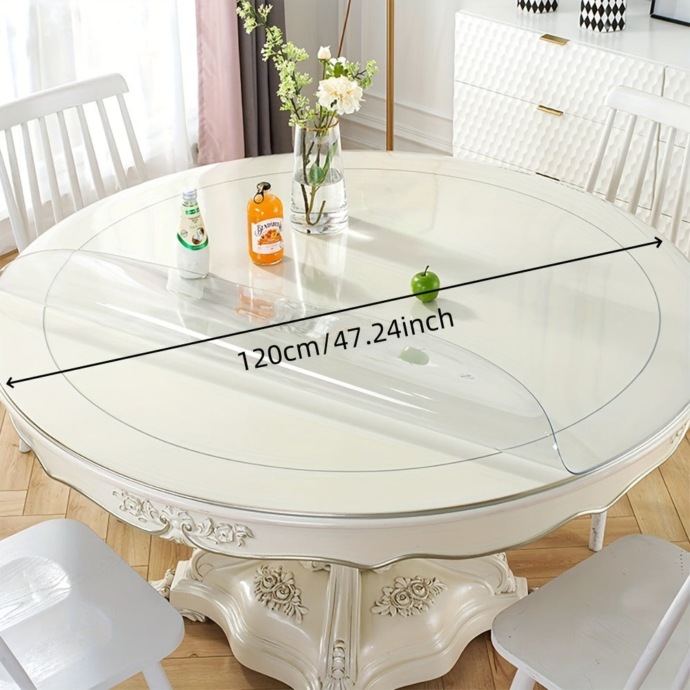 Clear Round PVC Table Cover Protector in 24- to 63-Inch Diameter Options with 1.5 mm Thickness