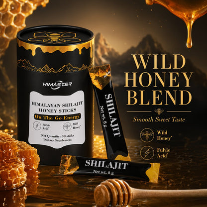 Herbal Supplement with HIMASTER Label, Himalayan Shilajit Honey Sticks, 30 Individually Wrapped 8g Sticks