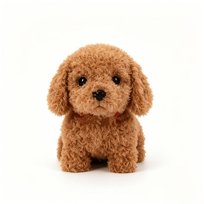 Electronic Plush Puppy Toy in Teddy Brown with Walking, Barking, Hip-Twist and Tail-Wagging Movements