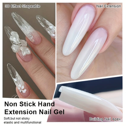 Builder Gel for Nail Extensions and 3D Sculpting, 60g Jar in Clear or Milky White for UV or LED Lamp Curing