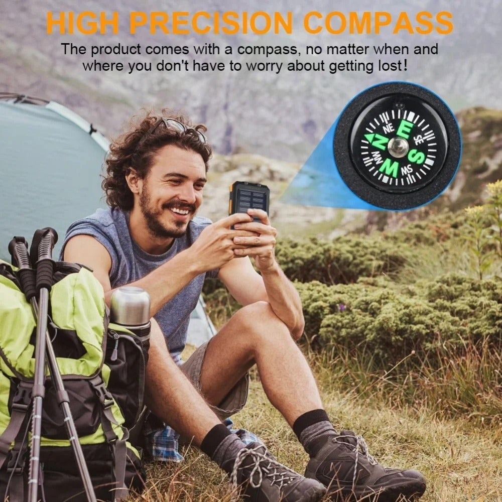 Solar Power Bank, 45800mAh QC3.0 Dual-USB Charger with Solar Panel, LED Flashlight and Five Color Options