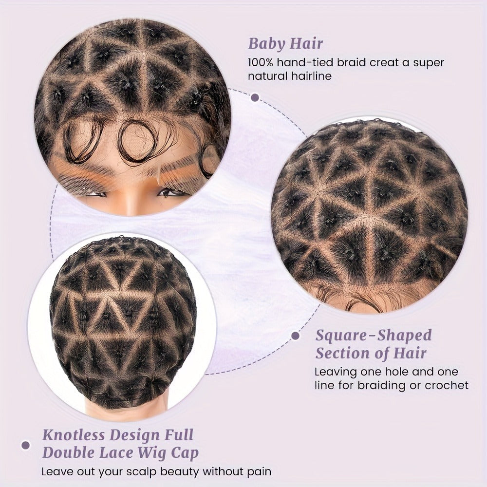 Adjustable Double-Lace Braided Wig Cap with Baby Hair in 81-, 109-, 111- or 120-Section Options