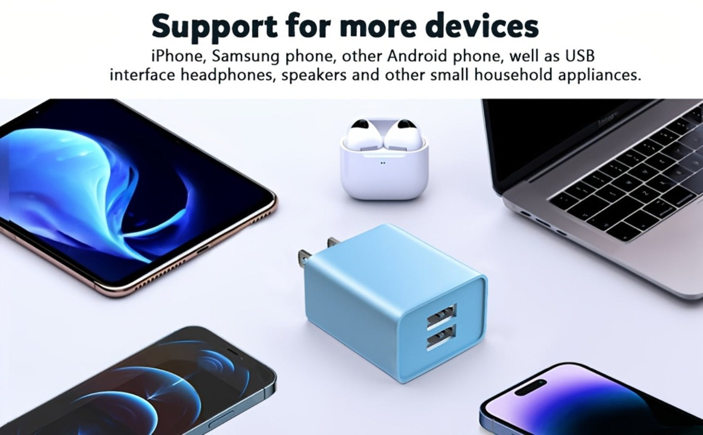 USB Wall Charger Cube Multi-Pack 2/3/4-Pack Dual Port 5V 2.1A with Short Circuit Protection, 100-240V Universal AC Adapter US Plug for iPhone 17 16 15 14 13 12 SE 11 Pro Max, Google Pixel, Huawei Android