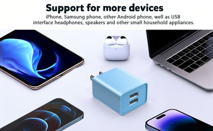 USB Wall Charger Cube Multi-Pack 2/3/4-Pack Dual Port 5V 2.1A with Short Circuit Protection, 100-240V Universal AC Adapter US Plug for iPhone 17 16 15 14 13 12 SE 11 Pro Max, Google Pixel, Huawei Android