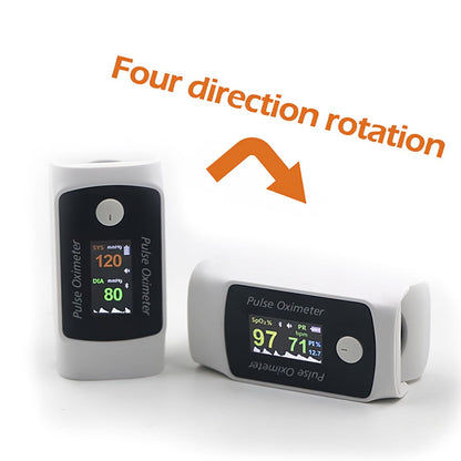 Fingertip Pulse Oximeter with Rotating Display, Bluetooth-Labeled Data View and 6.6 x 3.3 cm Body