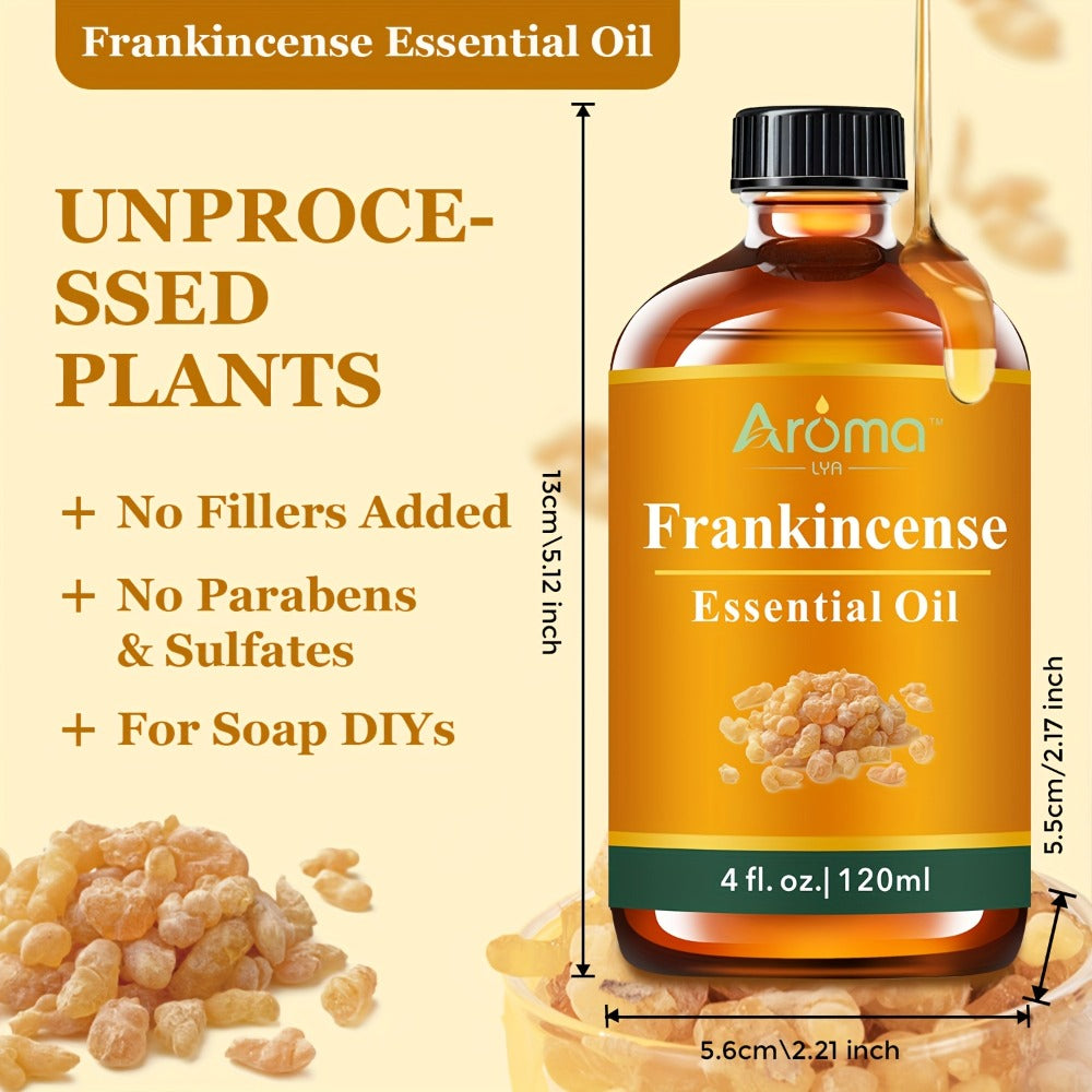 Essential Oil Frankincense 120ml Dropper Bottle with Warm Resinous Scent for Diffuser and Candles