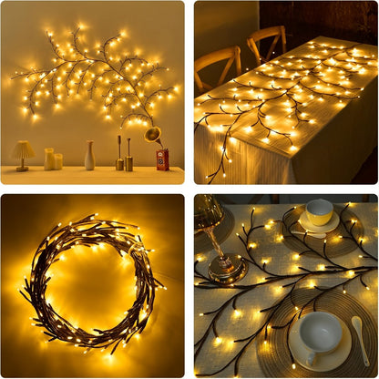 LED Vine Fairy Lights for Wall Decor – 96 LEDs Enchanted Willow Branch Lights, 5.9Ft Warm White Artificial Plant String Lights for Bedroom, Living Room, Party & Christmas Decorations