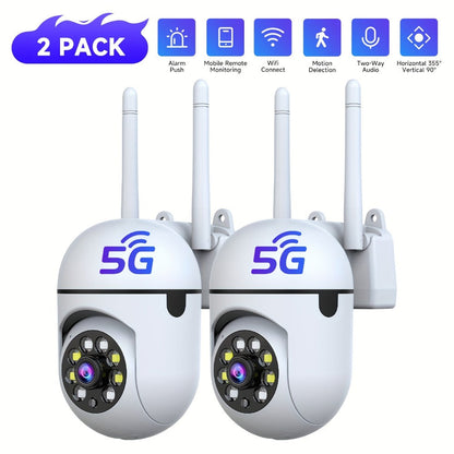 Indoor Security Camera 2-Pack with 355° Pan-Tilt, Night Vision, Two-Way Audio and Connection Options