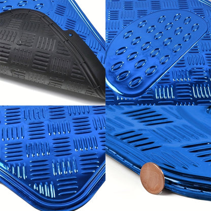 All-Weather Car Floor Mats Full Set, Metallic Chrome Non-Slip Heavy-Duty Universal Fit Floor Liners for Cars SUVs Trucks, Front & Rear Shiny Automotive Carpet Protection in 6 Colors