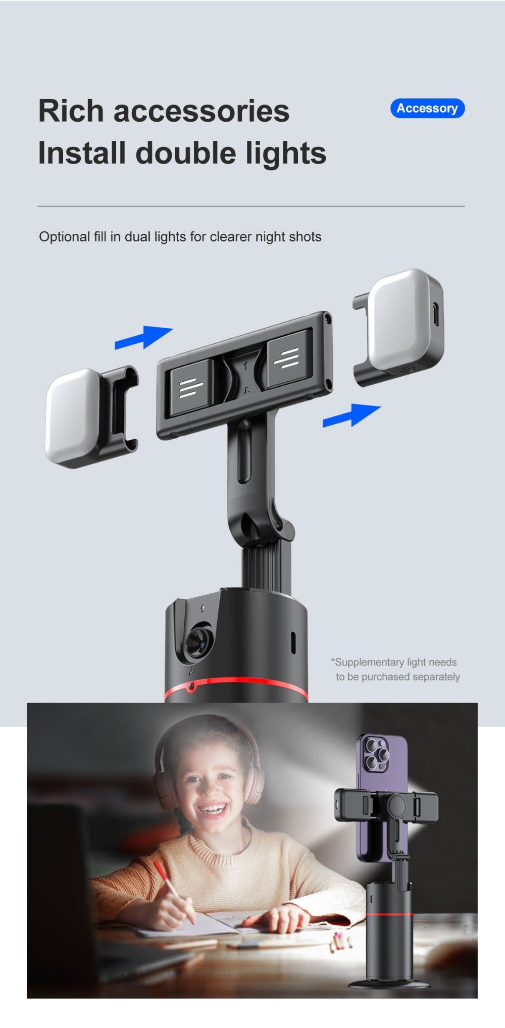 Gesture Control Auto Face Tracking Tripod with 360° Rotation & Wireless Remote No App Required – Smart AI Phone Holder for Vlogging Live Streaming TikTok YouTube Fitness iPhone Android Black Pink