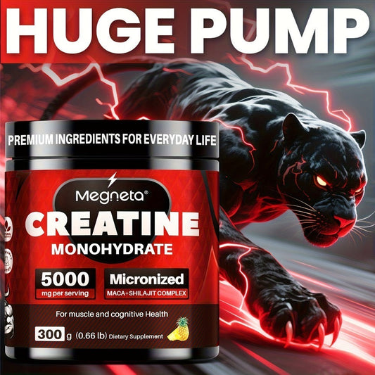 Micronized Creatine Monohydrate 5000mg Powder 300g 60 Servings – No Artificial Sweeteners or Flavors, Energy, Muscle Recovery & Mental Clarity