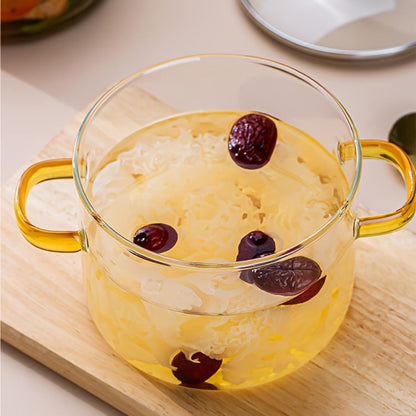 Glass Cooking Pot 54oz 1600ml Borosilicate Heat-Resistant with Lid – Transparent Dumpling & Ramen Pot for Stove & Oven | Odorless Easy-Clean Soup Milk Pot with Green or Yellow Stainless Steel Handle