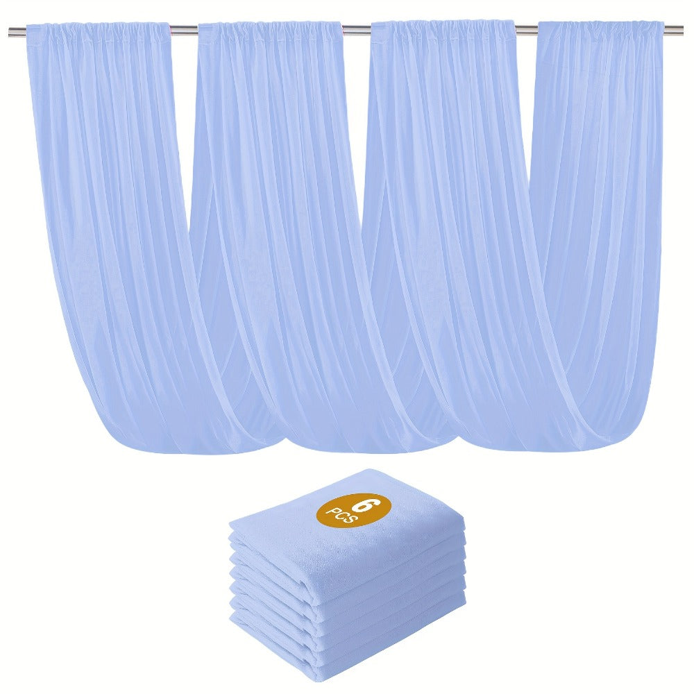 Six-Pack 63-by-118-Inch Sheer Chiffon Wedding Drape Curtains in 12 Source-Labeled Color Options