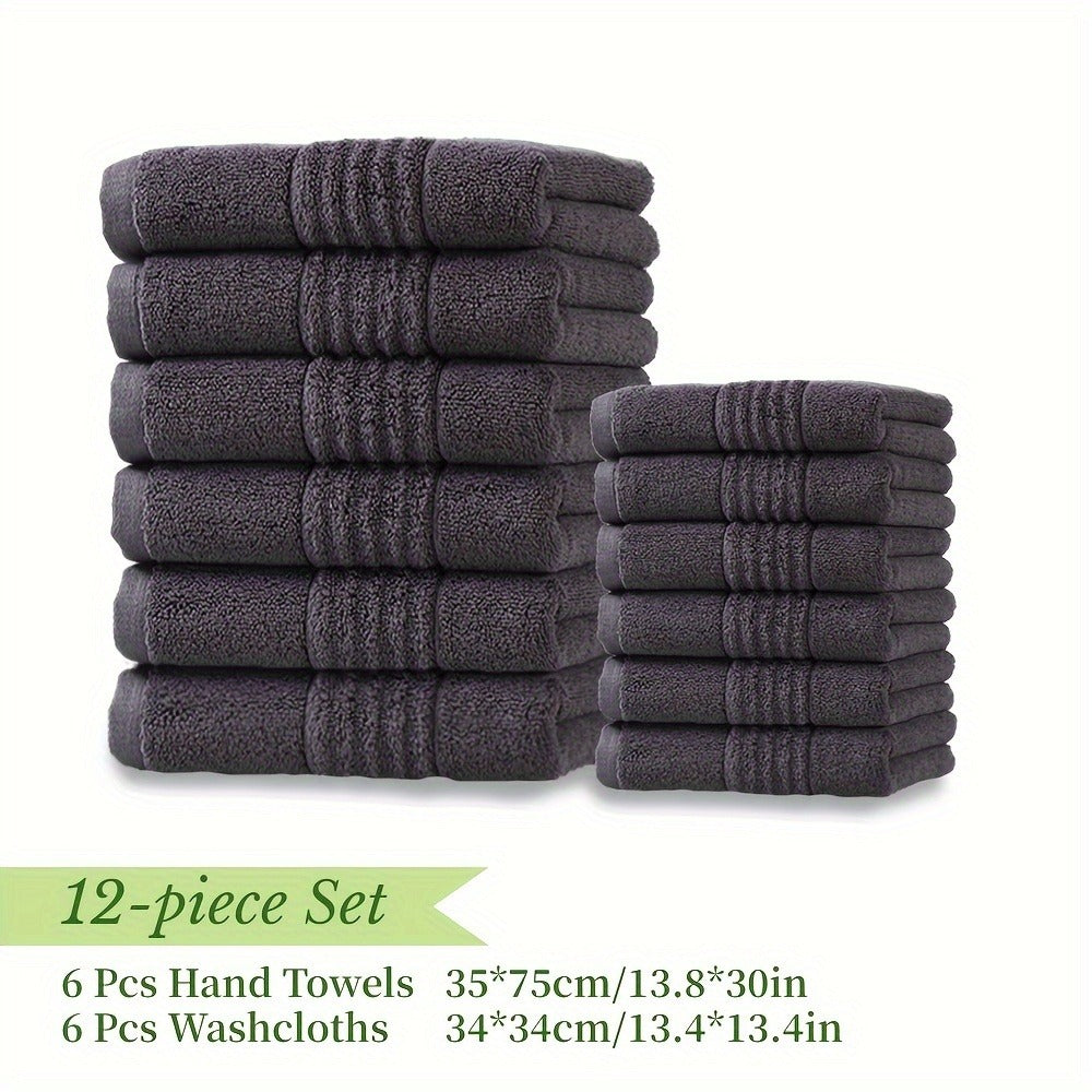 Towel Set 12, 16 or 18 Piece 450GSM Cotton-Blend Bath, Hand and Face Towels in Multiple Colors