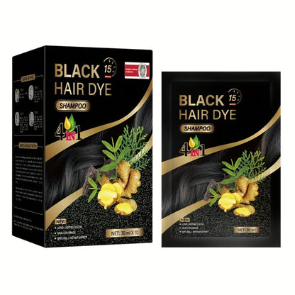 Hair Color Shampoo Sachets 10-Pack with Black, Deep Coffee, Coffee and Chestnut Brown Shade Options