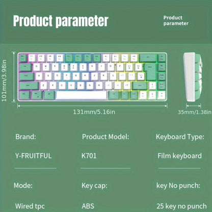 Compact Wired Gaming Keyboard in 61-Key and 68-Key Layouts with Ten Color and Mouse Options