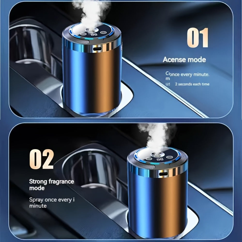 Car Aroma Diffuser - Smart In-Car Essential Oil Diffuser with Ambient RGB Light & Starlight Projection, Auto On/Off, Long-Lasting Natural Fragrance for Car, Home & Office (Gardenia or Cologne Scent)