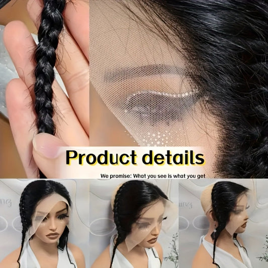 Hair Extensions Straight Human Hair 13x4 Lace Frontal Patch in Natural Black with Clip-Free Band Attachment