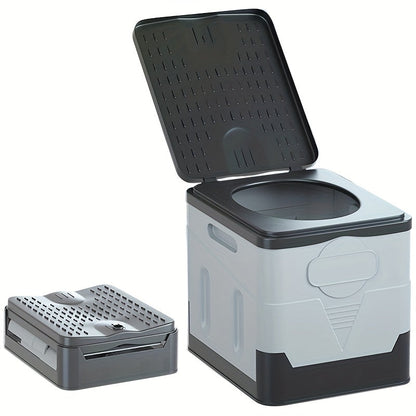 Foldable Camping Toilet Portable Porta Potty for Adults Kids with Lid Drain Hole Waterproof Thick PP Plastic Luggable Loo for Hiking Car Travel Outdoor Emergency Use Storage Box