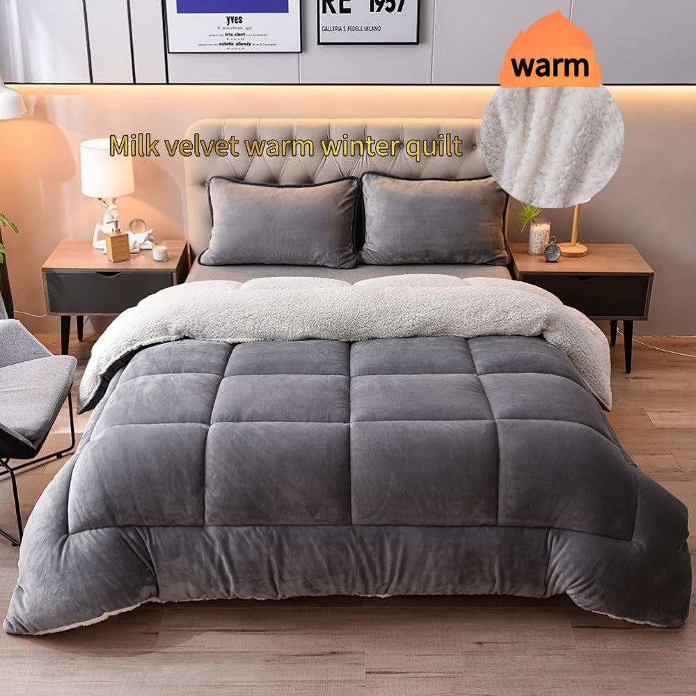 Reversible Quilted Comforter in Light Grey or Dark Grey with 94.49 x 86.61-Inch Listed Size