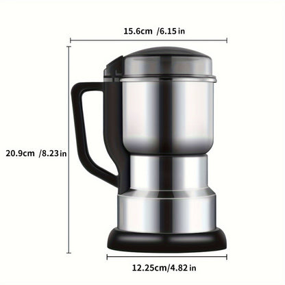 Electric Coffee Grinder with Stainless Blade, Press-Button Control and Stainless Steel or Silver Finish