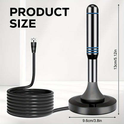 Smart IC Chip TV Antenna with Signal Booster – 4K Ultra HD & 1080P, Omnidirectional Indoor & Outdoor, Weather Resistant, 10FT Coax Cable, Free Local Channels, Works with All Smart TVs & Legacy TVs