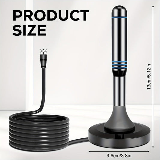 Smart IC Chip TV Antenna with Signal Booster – 4K Ultra HD & 1080P, Omnidirectional Indoor & Outdoor, Weather Resistant, 10FT Coax Cable, Free Local Channels, Works with All Smart TVs & Legacy TVs