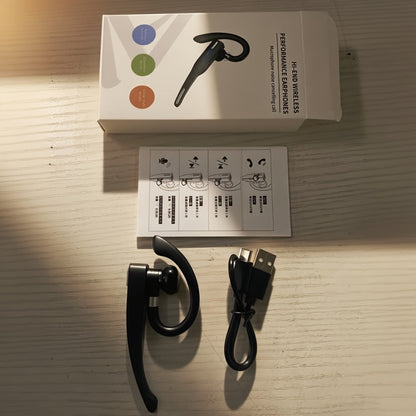 Single Ear Bluetooth Business Earbud with Microphone 15-Hour Call Time 15-Day Standby Rotating Earplug Touch Control for Driving Office Sports Voice Calls Video Work