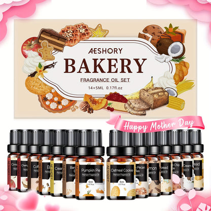 14-Bottle Fragrance Oil Gift Set with 5ml Bakery or Floral Scent Assortments for Diffusers and Candle Projects