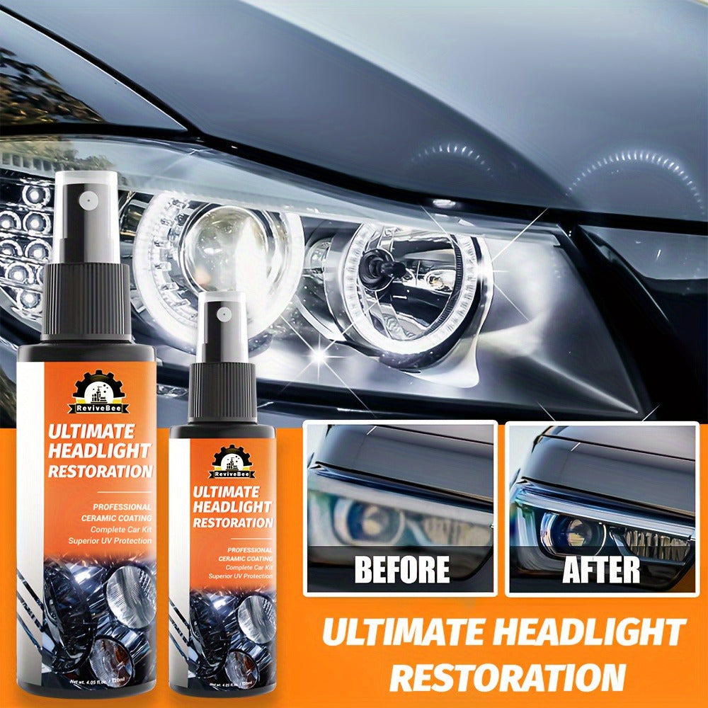 Car Headlight Restoration Kit – Removes Yellowing & Scratches, Restores Lens Clarity, Chemical-Free Physical Polish Cleaning Solution, Universal for All Vehicles, 1 Bottle