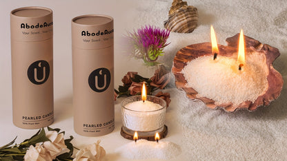 18oz Pearled Candle Kit with Hammered Glass Cup, 30 Separate Wicks and Five Scent Selections