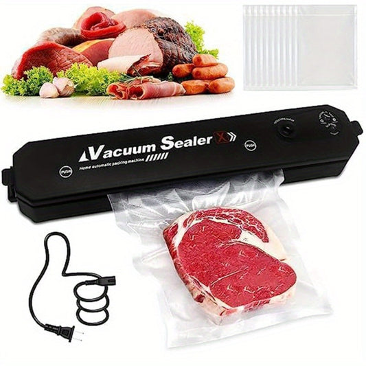 Food Vacuum Sealer Machine 1850W, Automatic Vacuum Sealer with 50 Vacuum Bags — Compact Food Preservation Air Sealer for Fresh Food & Long-Term Storage | Black & White