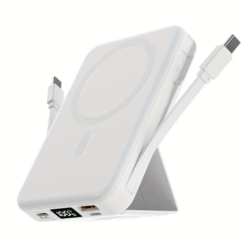 10000mAh Mobile Power, 22.W Magnetic Charging Treasure, Comes with Convenient Dual Cable, with LED Power Display, Stand Mobile Power, Can Charge 5 Devices At The Same Time, Comes with Stand, Can Be On The Plane