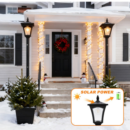 Solar Post Light Outdoor Garden Pathway Lamp IP44 Waterproof 60LM Warm White LED – Solar Powered Landscape Stake Light for Yard Driveway Patio Walkway Christmas Holiday Decoration