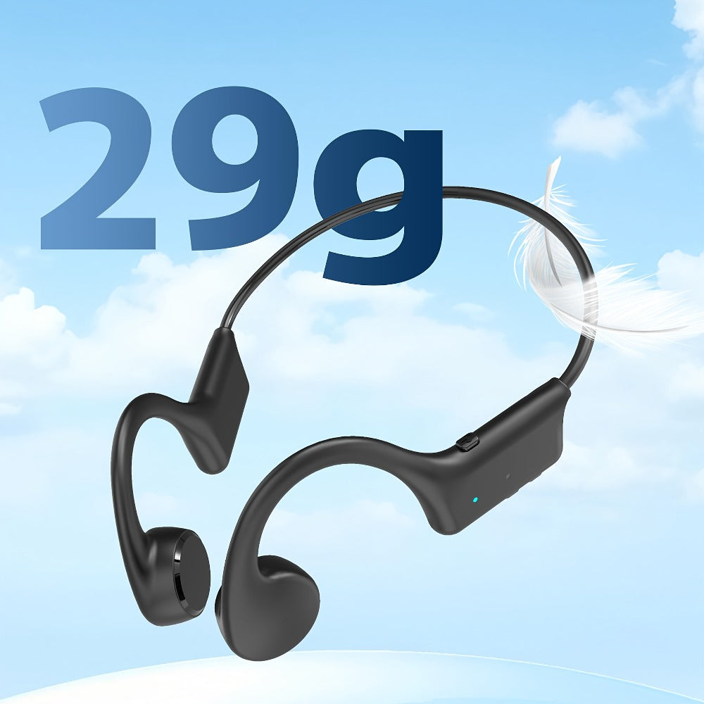Black Open-Ear Wireless Sports Headset with Behind-the-Neck Band and Single Checkout Option