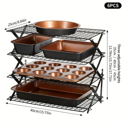 Copper or Black Bakeware Set in 5-, 6- or 10-Piece Options with Cake, Muffin and Loaf Pans