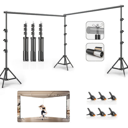 Backdrop Stand BEIYANG 20 x 10-Foot Three-Tripod Corner Kit with Twin Crossbars and Six Spring Clamps
