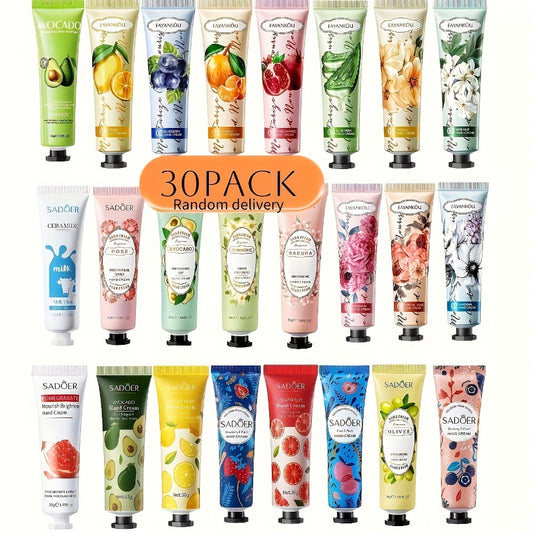 Wedding Favor Hand Cream Set 30pcs — Sadoer Travel Size Mini Moisturizing Lotion with Lactic Acid & Glycerin, Plant Scented Bulk Gift for Dry Cracked Hands Bridal Shower Party Favor