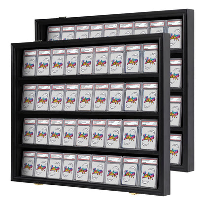 Black 36-Slot Wall Display Frame for Graded Sports Cards with Two Locks and One-, Two- or Three-Case Options