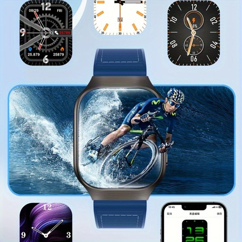2.01 Inch Curved Screen Smartwatch Bluetooth 5.3 HD Calling Built-In Games Voice Assistant 100 Sport Modes Magnetic Charging Heart Rate Blood Oxygen Sleep Tracker Full Touch Classic Design Black Blue Silver