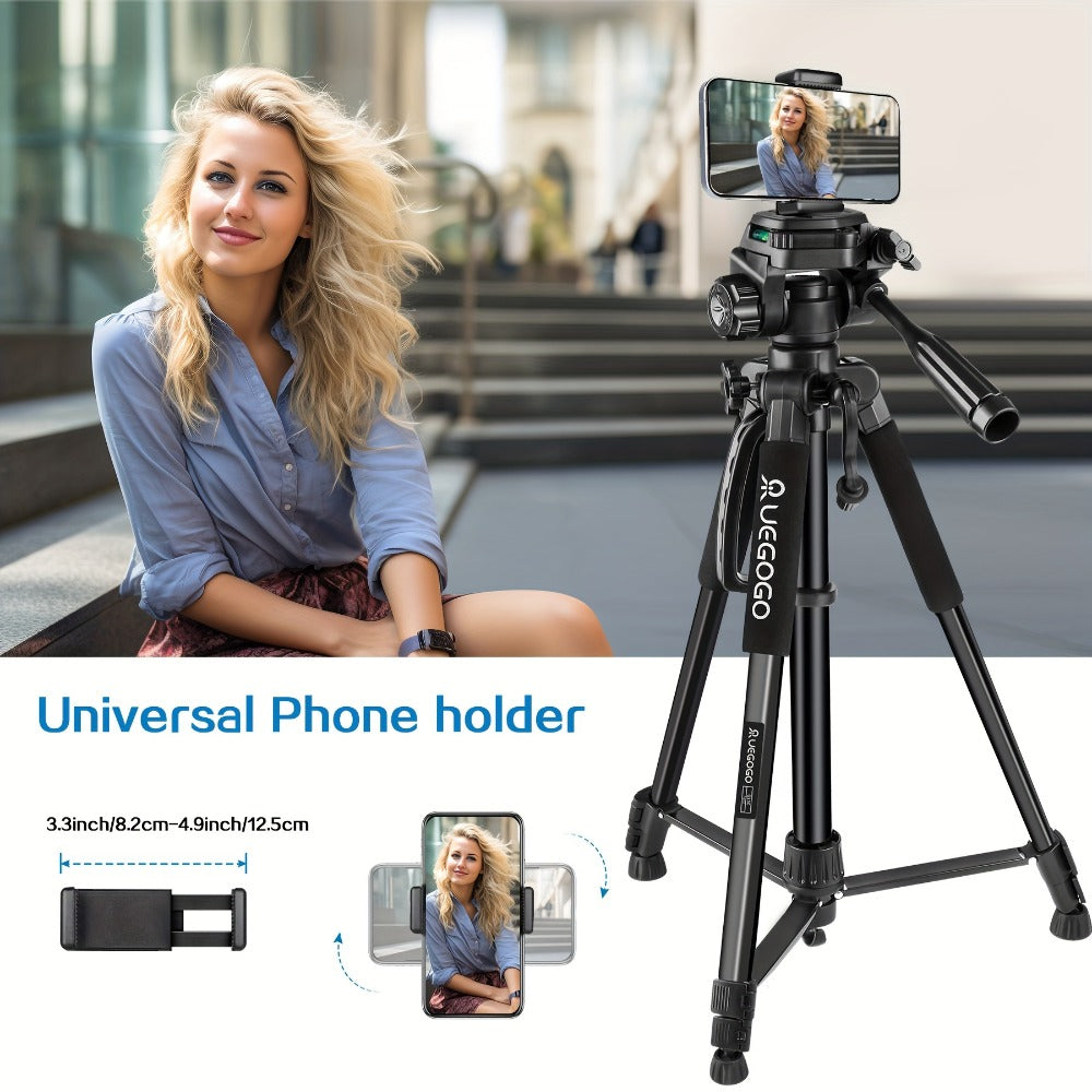 Camera Tripod 5ft Heavy Duty for DSLR & Mirrorless with Phone Holder & Storage Bag – Portable Professional Video Stand for Photography, Vlogging, Streaming, YouTube & Travel